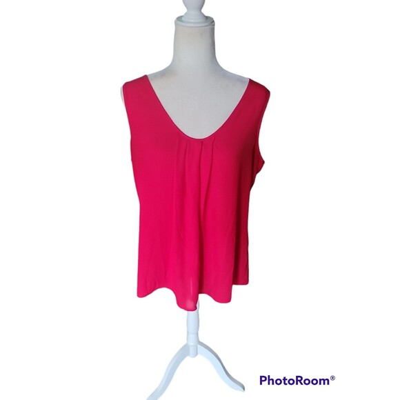 GNW Tops - Gnw Red Solid Sleevless Tank Top Blouse Womans Size Large Flowy Summer Vneck
